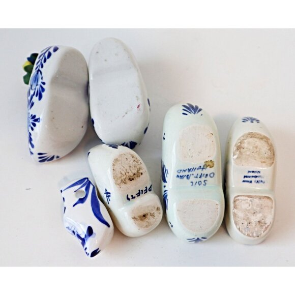 6 Vintage Delft Blue Dutch Shoe Ashtray Tulips Miniature Holland Delftware - Picture 6 of 6